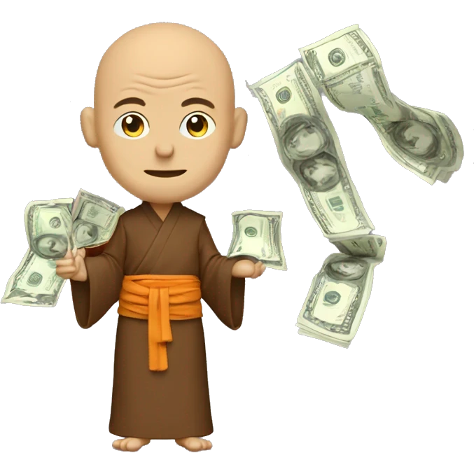wise monk with money and financial debt emoji