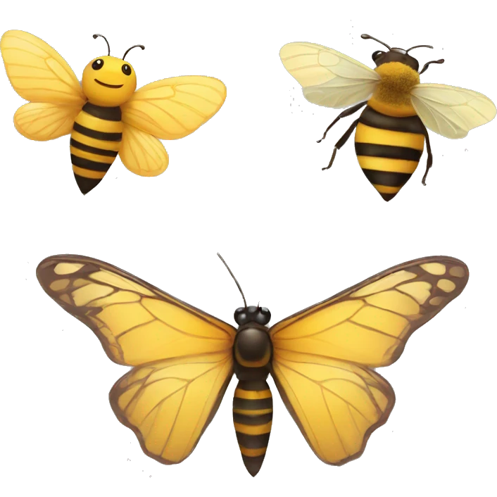butterfly and friendly bees emoji