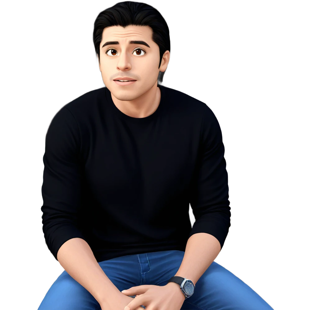 male in black shirt sitting emoji