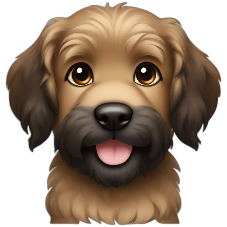 bouvier fawn brown and black puppy face very long hair smiling dark ears emoji