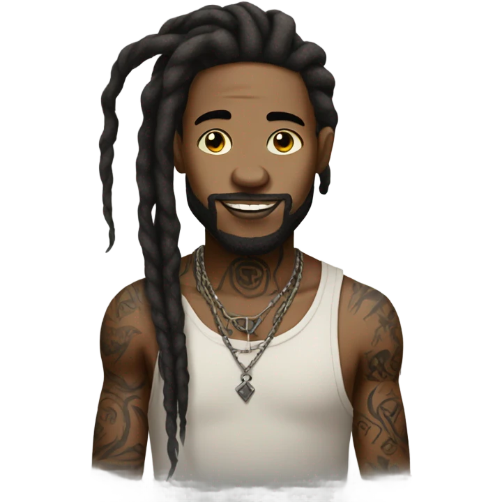 Lights skin man with dreadlocks and tattoos  emoji