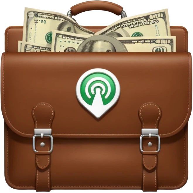 open wifi money bill filled briefcase emoji