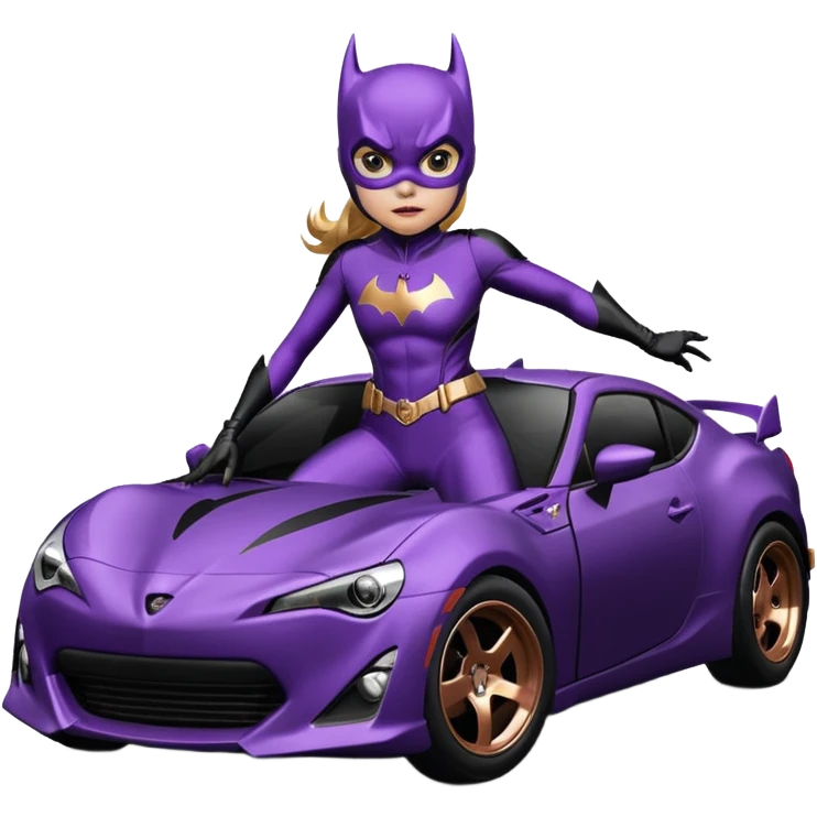 Satin black and rose gold 60’s Batgirl themed Scion FR-S hot rod (tight fitting purple suit) emoji