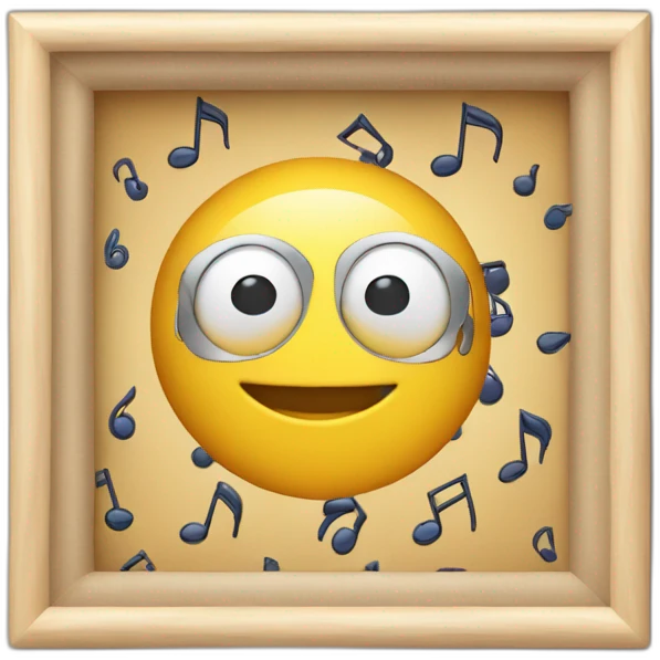 Frame model with musical notes inside it. emoji