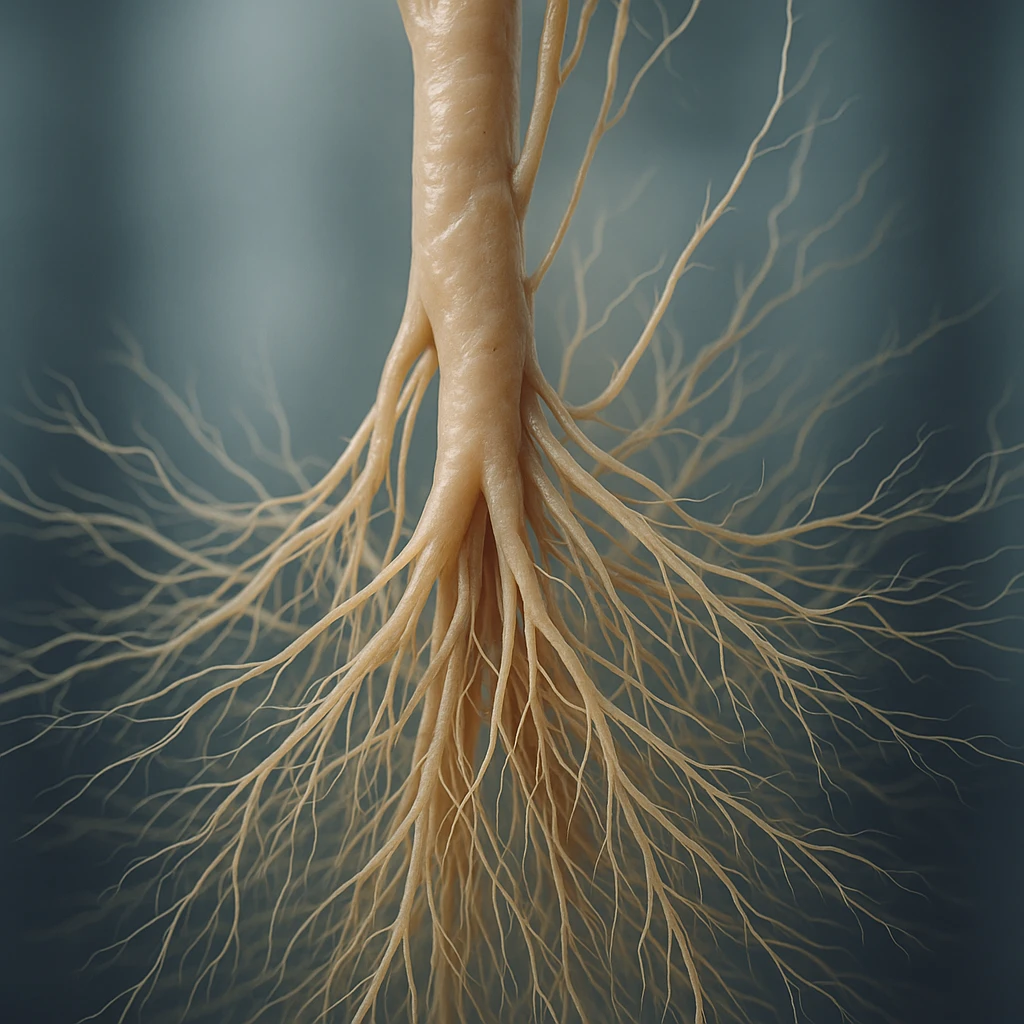 vagus nerve with visible nerve fibers, hyper realistic 4K style, microscopic details, clinical atmosphere emoji