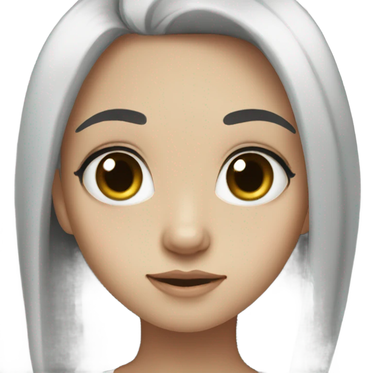 Girl, cute , big eyes , black hair, white skin emoji