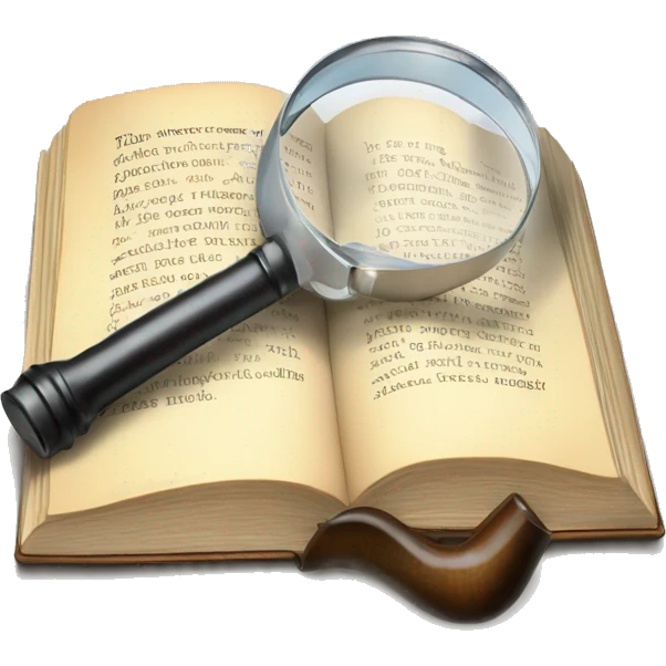 crime book with magnifying glass and pipe emoji