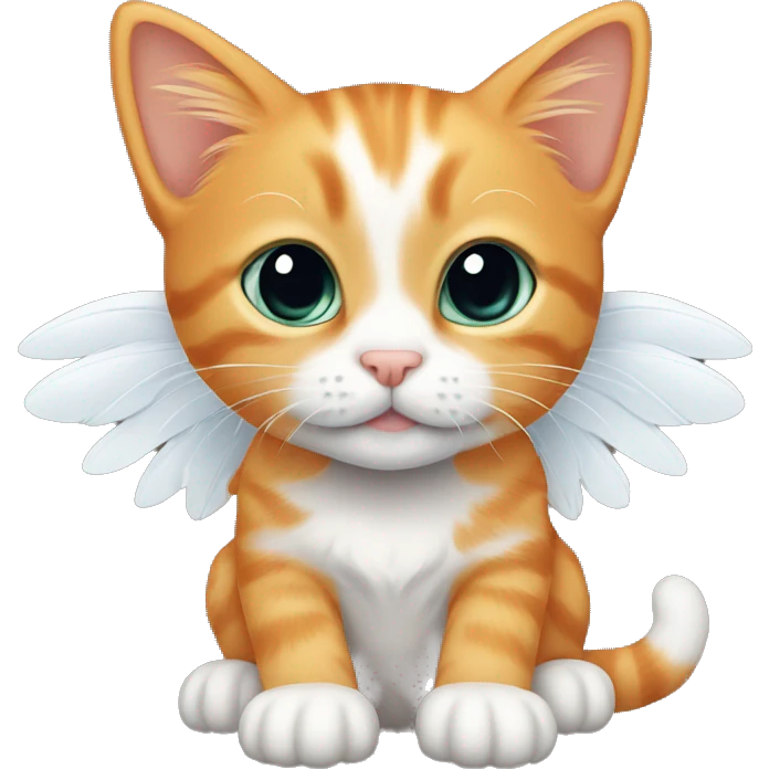 Orange tabby kitten with white  wings  emoji