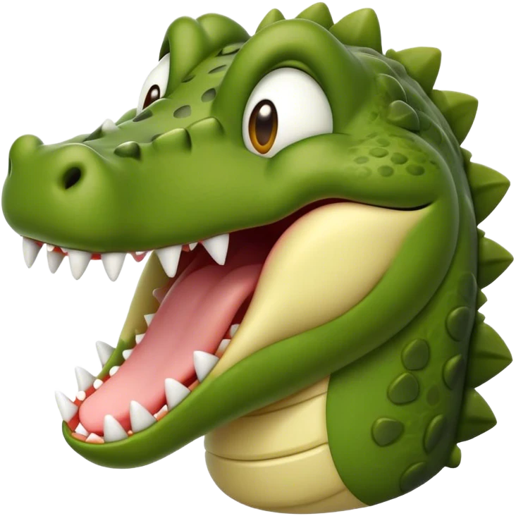 Cinematic Realistic Cute Yawning Crocodile Portrait Emoji, Head tilted slightly with a dramatic, wide-open yawn, showcasing a soft, textured olive-green hide with gently drooping jaws and half-closed, drowsy eyes rendered in exquisite natural detail, high shine, relaxed yet expressive, styled with a dash of primal charm, soft glowing outline, capturing the essence of a sleepy yet affectionate crocodile that appears ready to stretch out and drift into a deep, ancient slumber! emoji