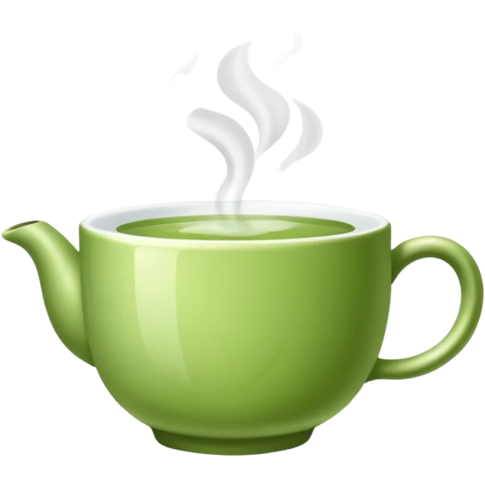 Green tea cup with steam, known for anti-inflammatory effects emoji