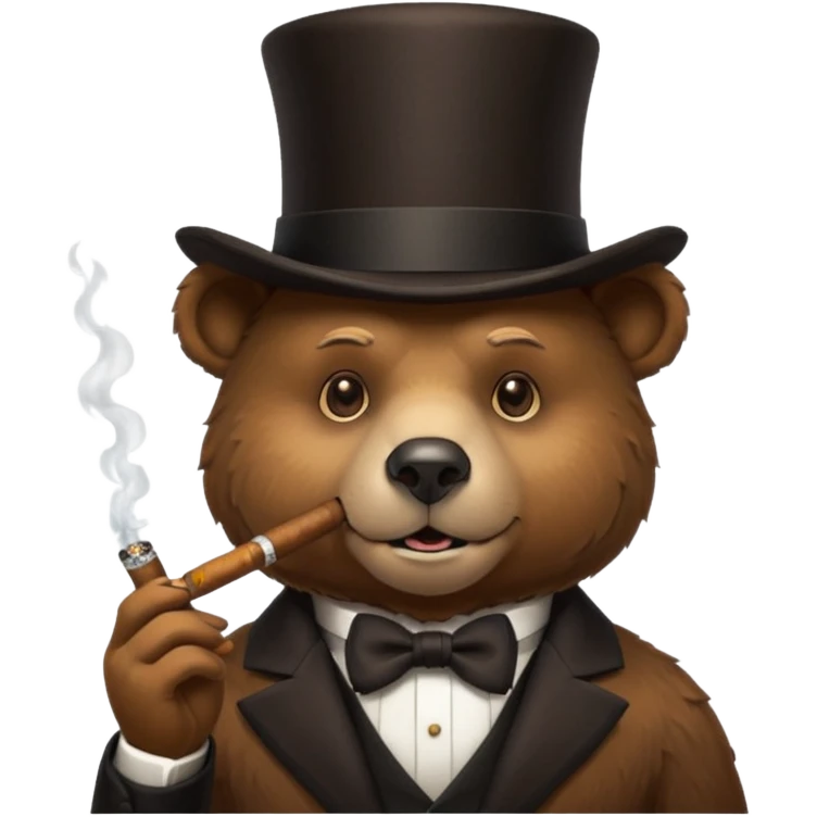 bear head in a top hat with a cigar emoji