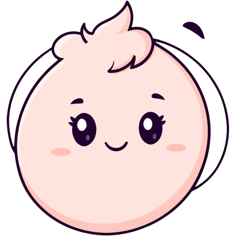 cute powder puff with face for makeup application emoji