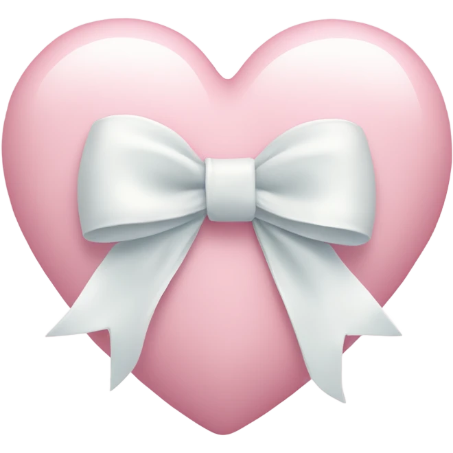 Pastel pink heart with white bow emoji