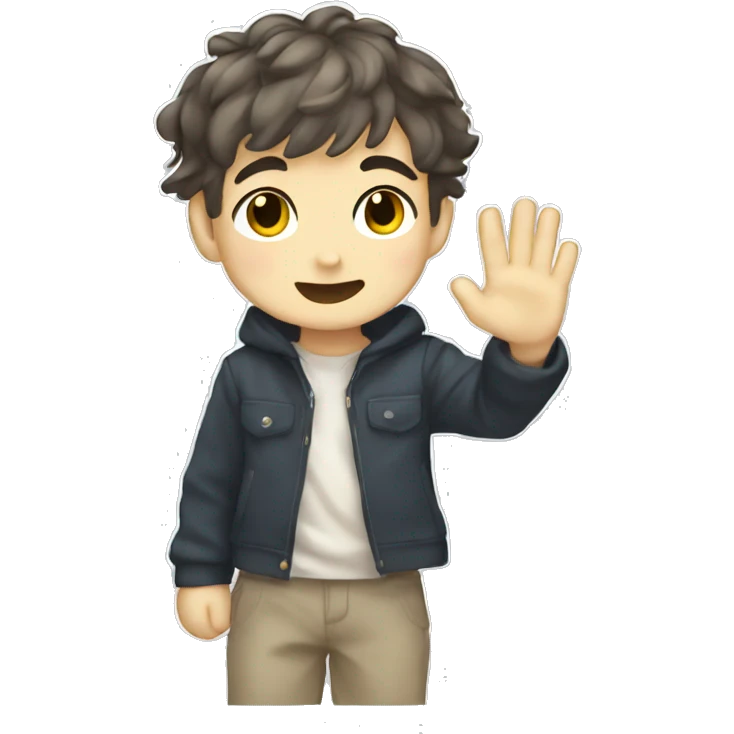 a chibi anime boy waving emoji