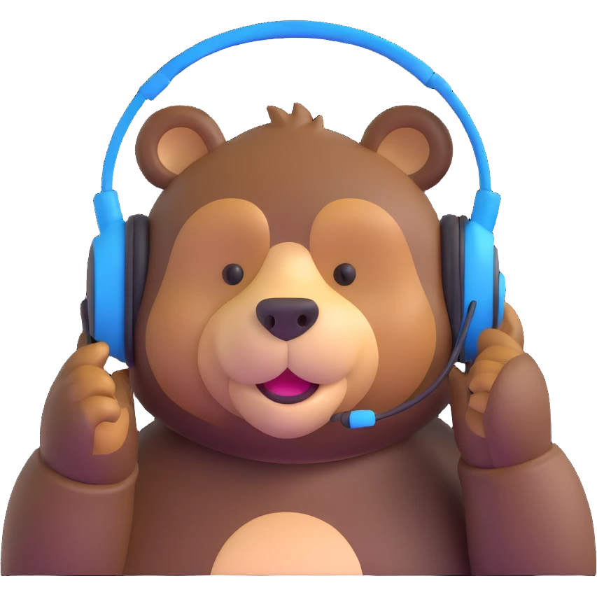 bear with a headset, smiling emoji