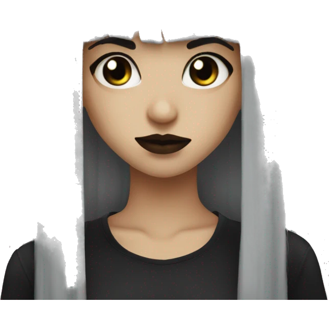 Goth girl long black hair with bangs Latina emoji