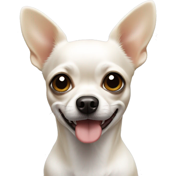 A white dear head Chihuahua dog, with black eyes emoji