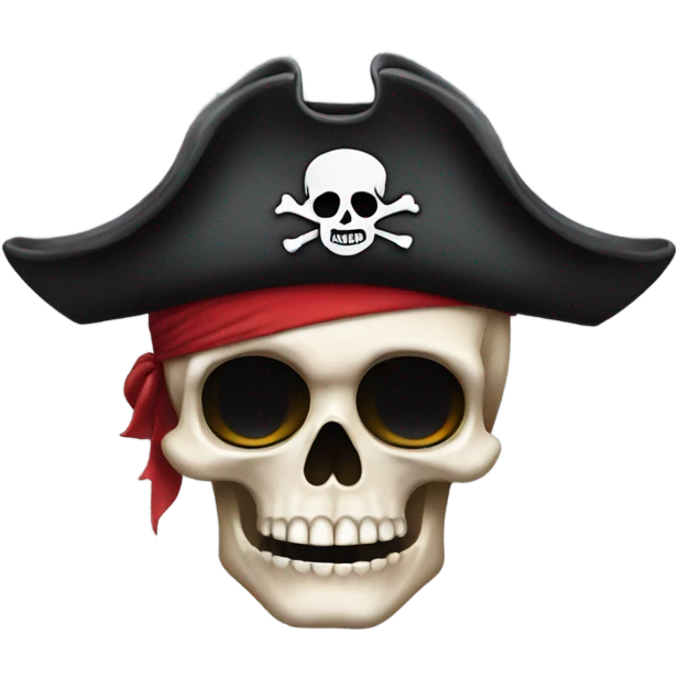 Skull dark with black eye patch and pirate hat emoji