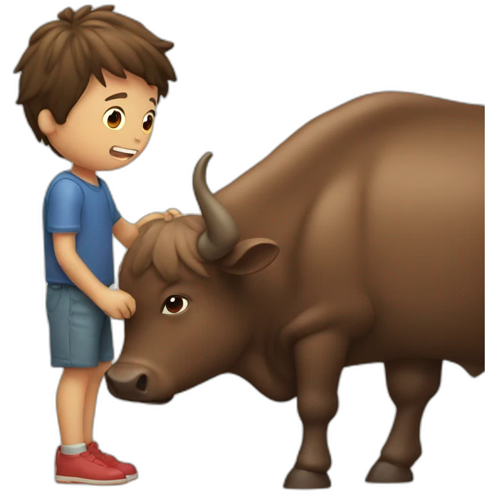 Niño montando un toro emoji