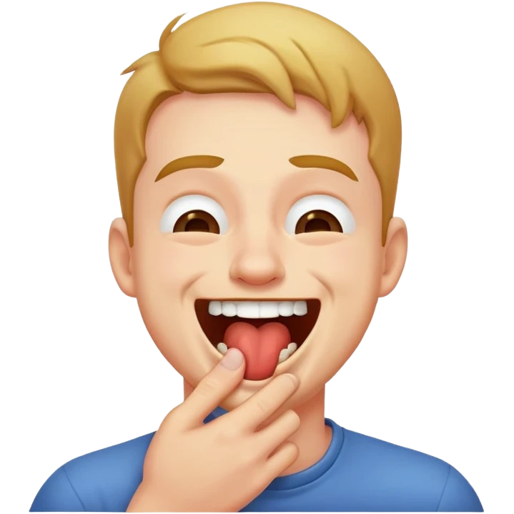 man choking himself and laughing  emoji
