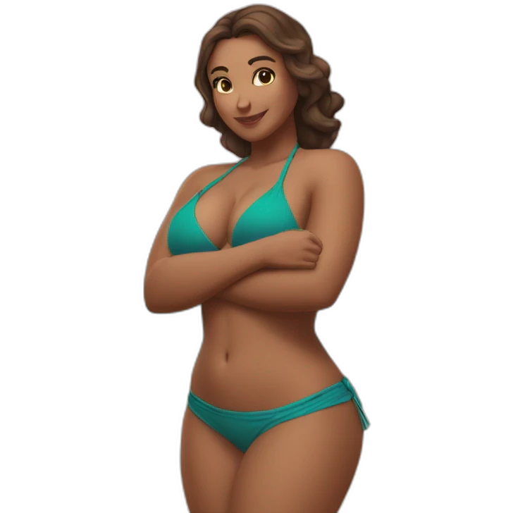 Slim-thicc Caucasian woman bikini hands on hips pose (beach body) emoji