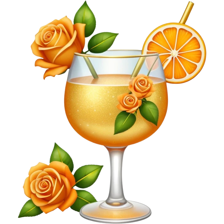 Glittery with orange roses gold mocktail emoji