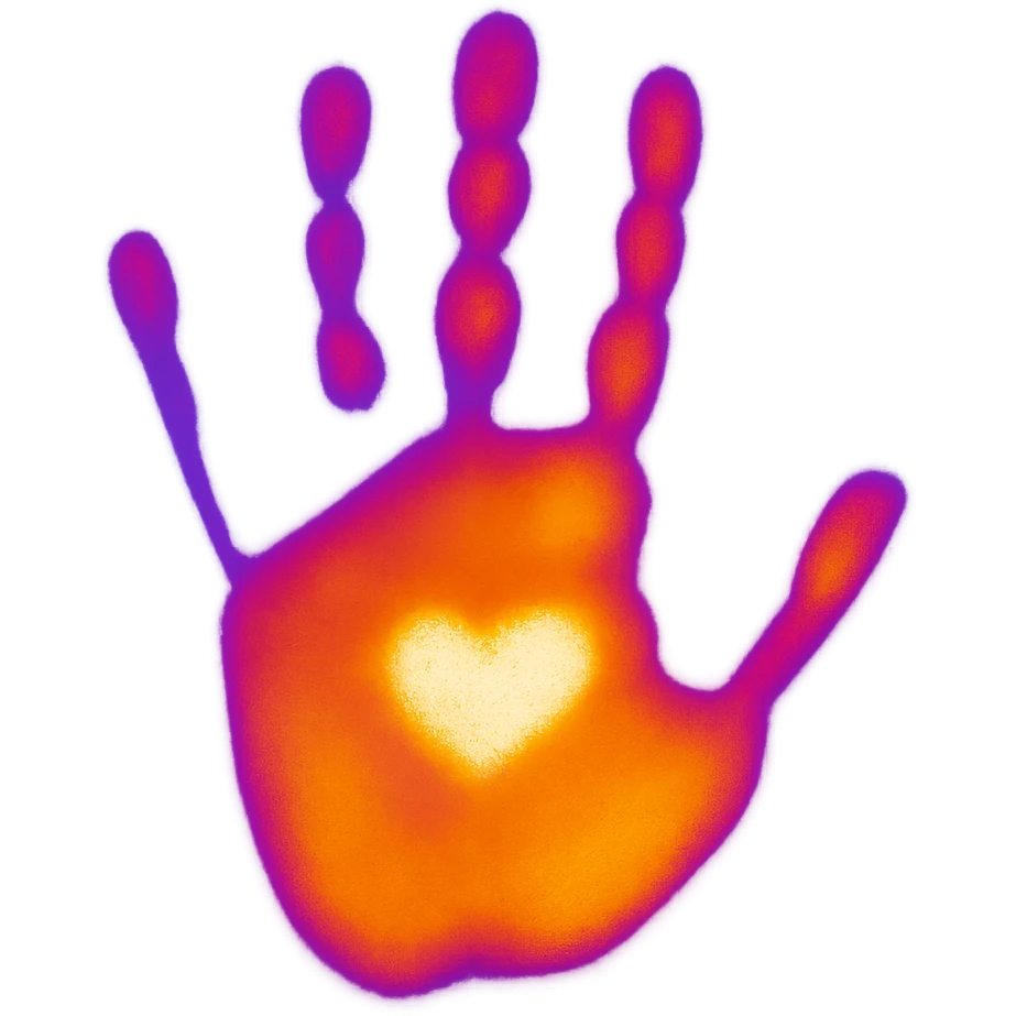 handprint with a heart symbol emoji