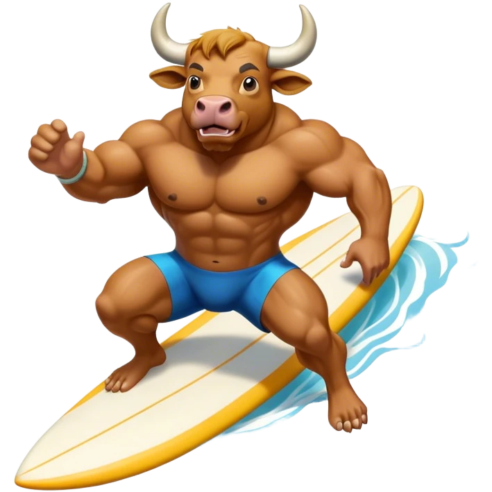 The buff bull is surfing. emoji
