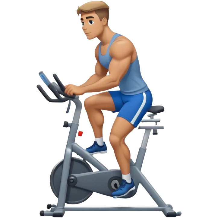 buff guy blue shorts grey stationary bike emoji