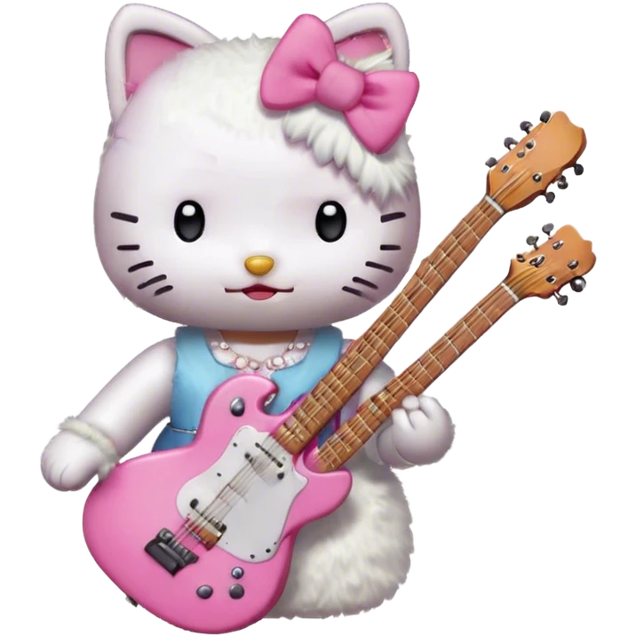 Hello kitty holding a guitar  emoji