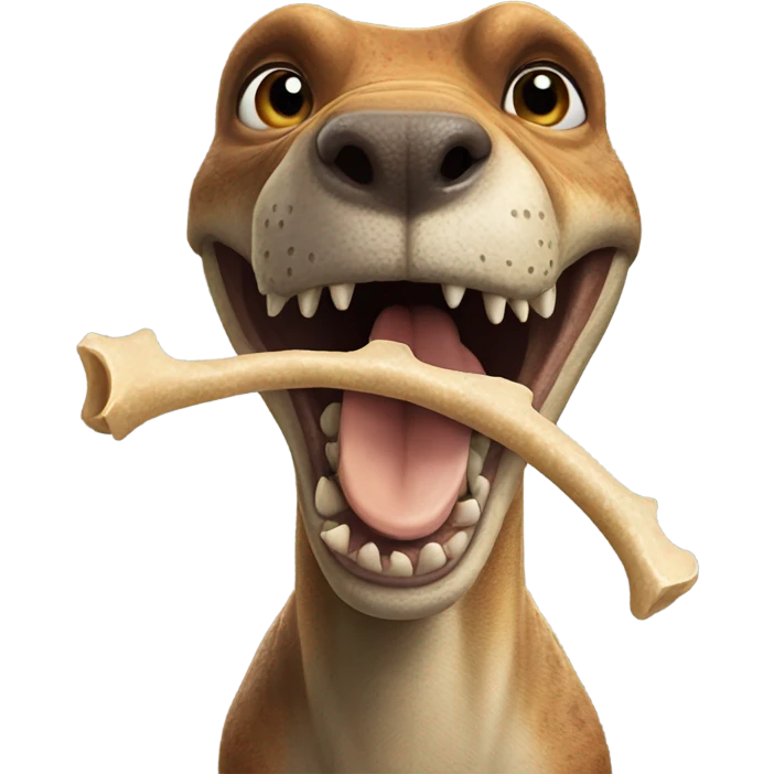 Dinosaur with a dog bone in his mouth emoji