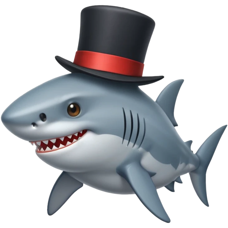 Shark with a top hat emoji
