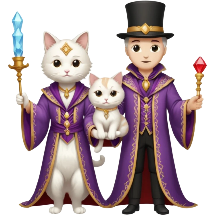 magician couple and their pet cat emoji