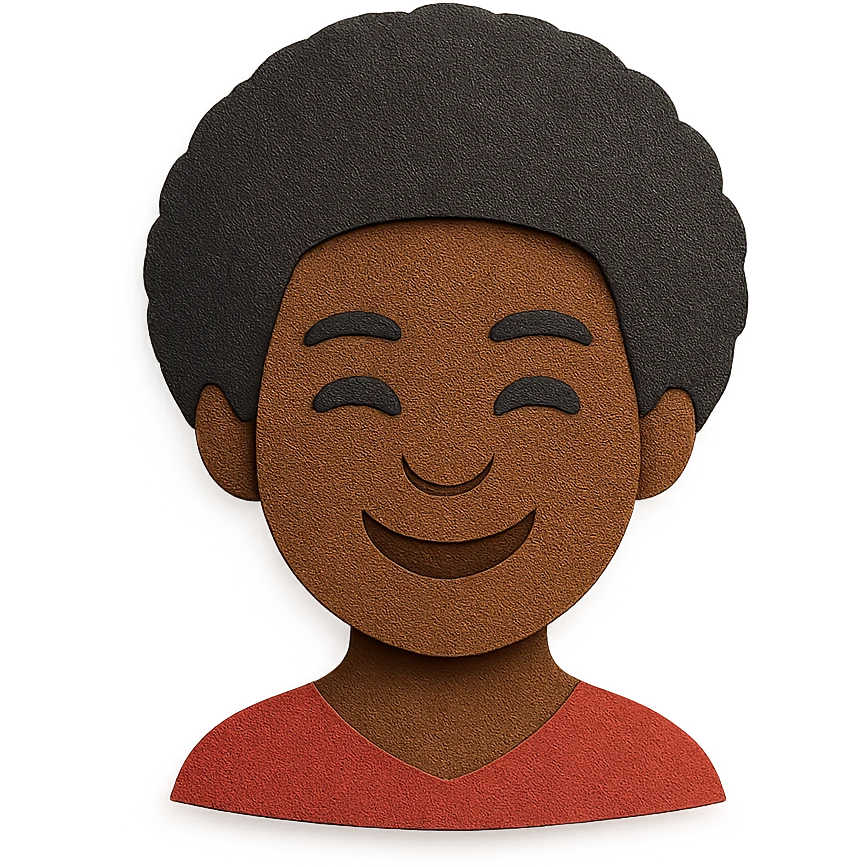 Fijian person with buiniga hairstyle, brown skin emoji