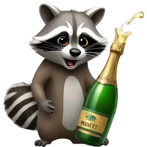 Raccoon Popping Champagne Bottle emoji