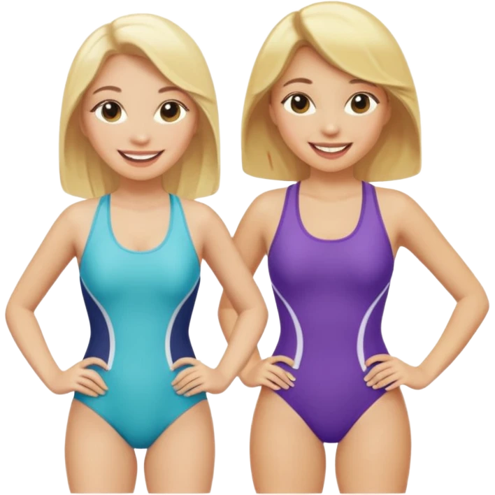2 women light skin blonde hair with swinsuit emoji
