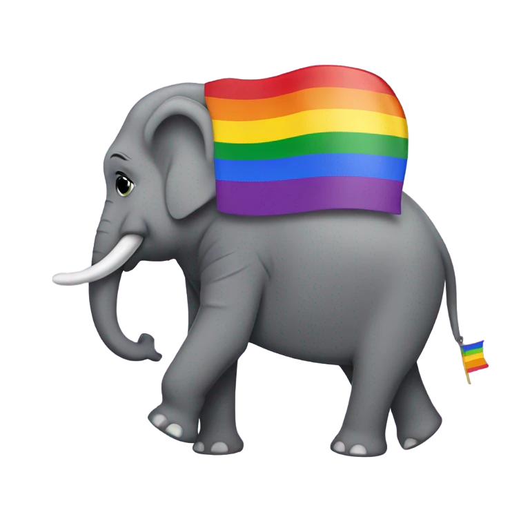 elephant with gay pride flag  emoji
