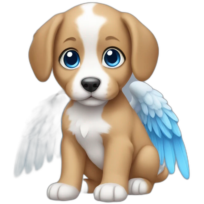 Puppy with blue eyes has wings emoji