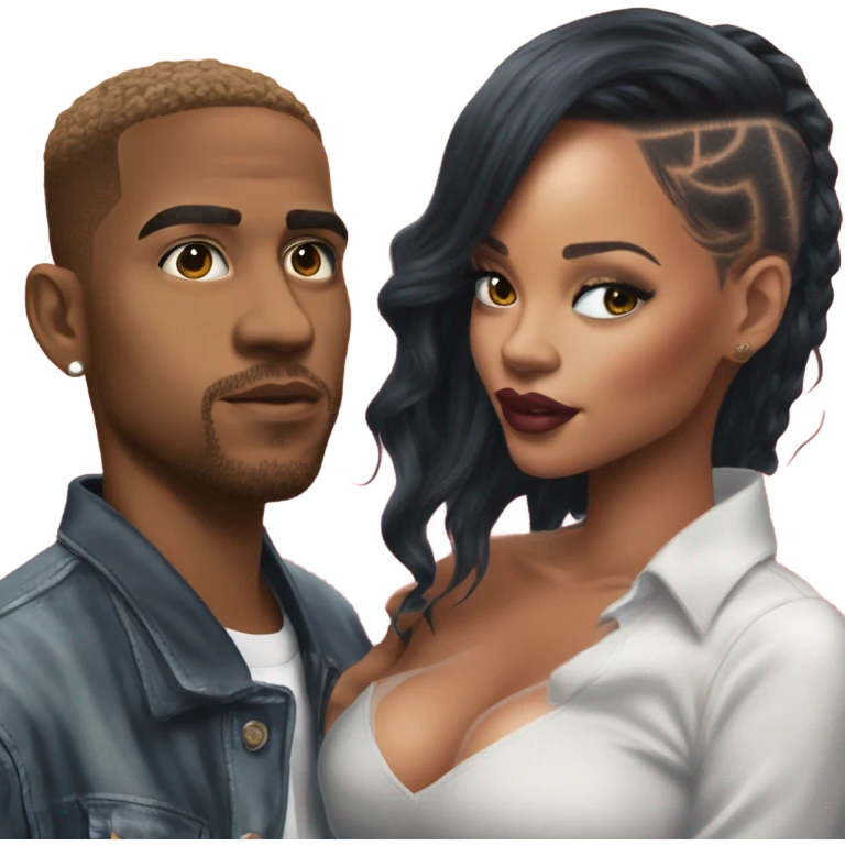Hyper Realistic C Breezy and Rhianna romantic photo  emoji