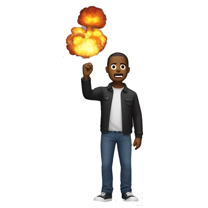 There's a guy standing and there's an explosion behind him emoji