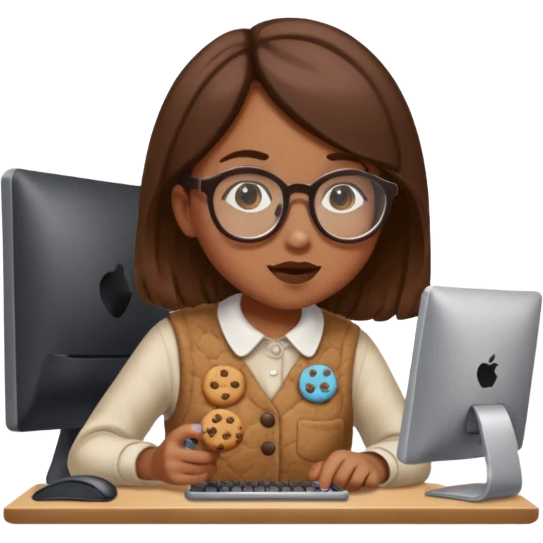 cookie clicker addict girl at computer mexican emoji