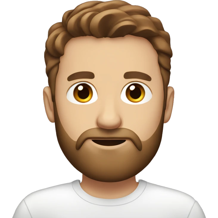 Short brown hair handsome white man, with beard on laptop emoji