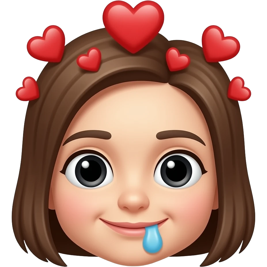 Drooling face (from mouth )with small red hearts on the head emoji