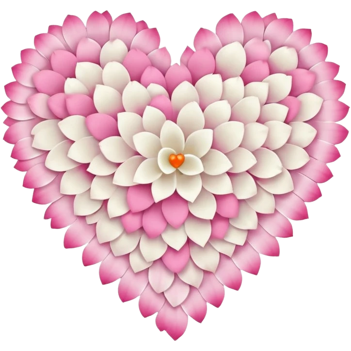 halloween s heart, heart made of white halloween petals with pink accents emoji