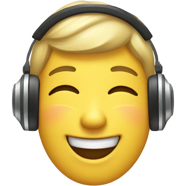 Smiling face listening to music emoji