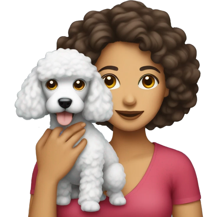 hispanic woman holding poodle emoji