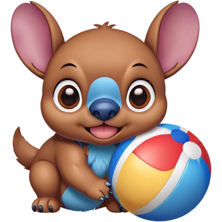 Stitch playing with a beach ball emoji