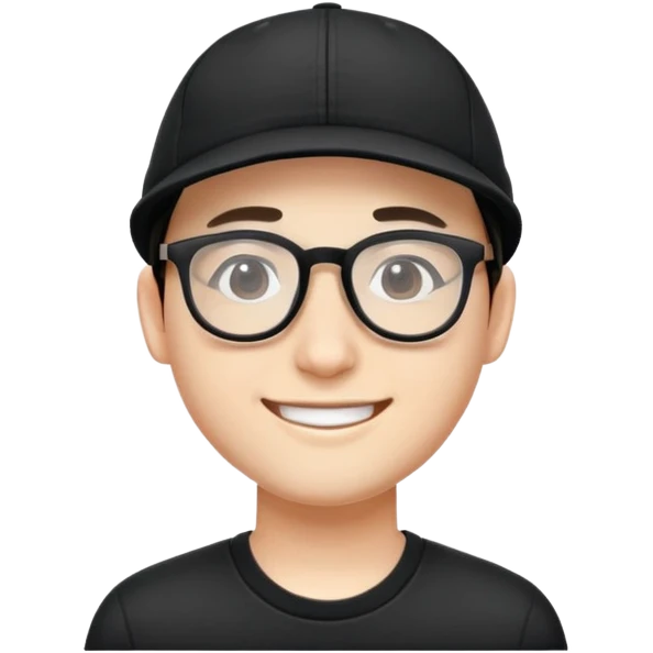 "- Nam
- 25 tuổi
- Da trắng
- Đầu đội mũ lưỡi trai đen
- Đeo kính
- Cười tươi
" emoji