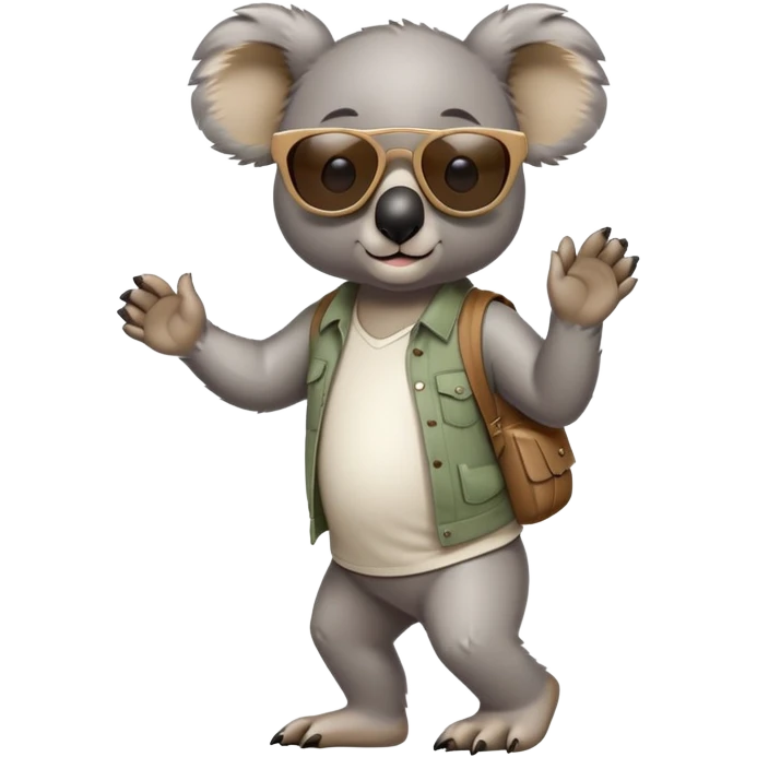 anthropomorphised koala in casual clothing, wearing dark sunglasses, walking upright in standard pose emoji