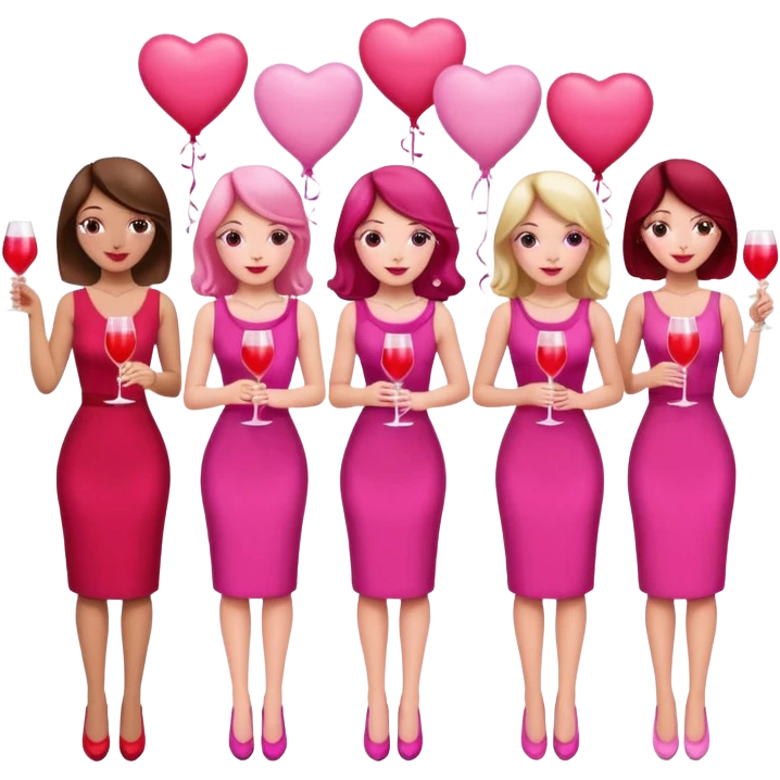 galentines party : change their outfits in red and pink, add pink heart balloons and pink cocktails in their hands emoji